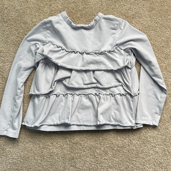 Hanna Andersson Light Gray Girls Button Up with Ruffles Size 130/8 - Picture 5 of 6